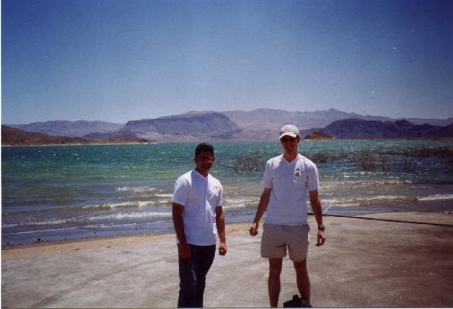 Sanjeev and Peter in front of lake Mead